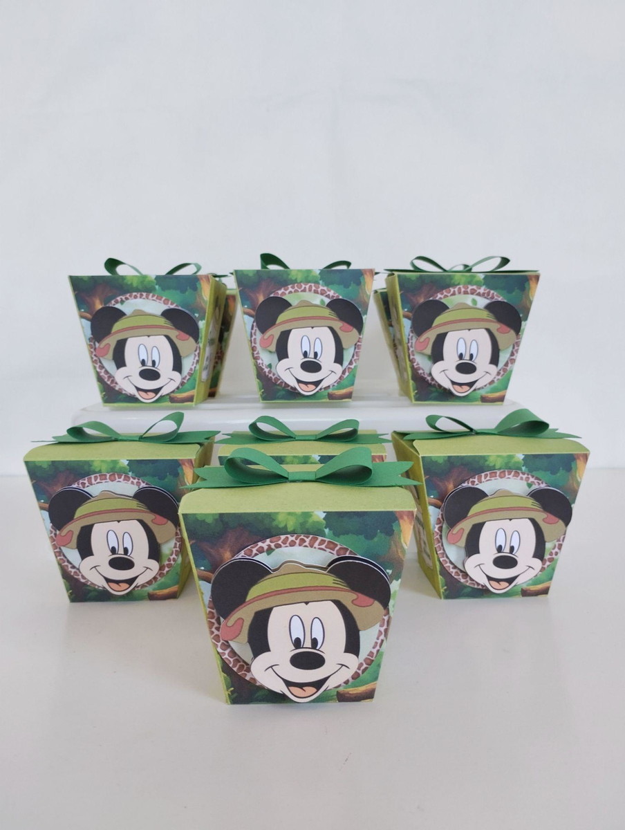 Kit 10 caixinhas Sushi Personalizadas- Tema M.i.c.k.e.y Safari