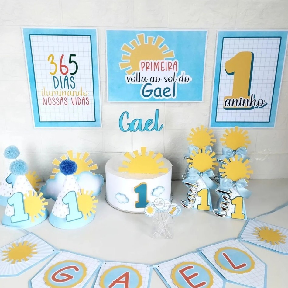 Kit Festa Mesversário - Tema 365 Sorrisos x uma volta ao sol