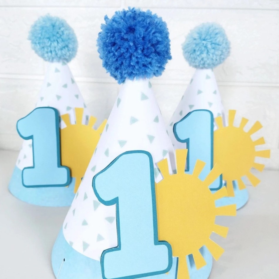 Kit 10 Chapeuzinhos de Aniversário Personalizado - Tema 365 sorrisos x uma volta ao sol