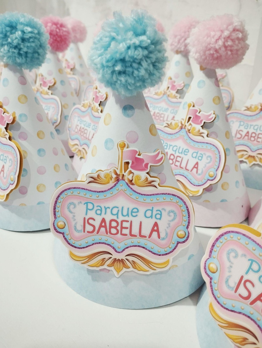 Kit 10 Chapeuzinhos de Aniversário Personalizado – Tema Parque de Diversões - Image 2