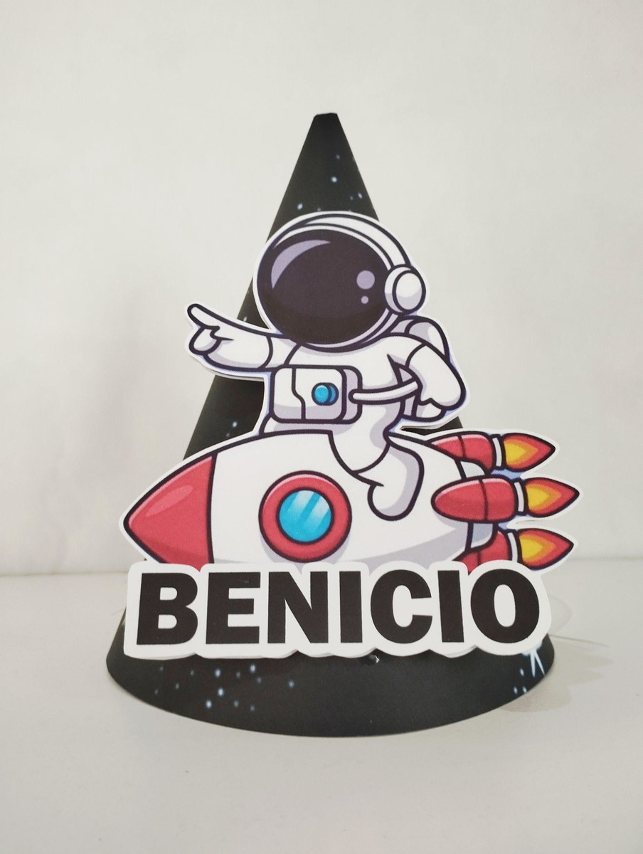 Kit 10 Chapeuzinhos de Aniversário Personalizado – Tema Astronauta