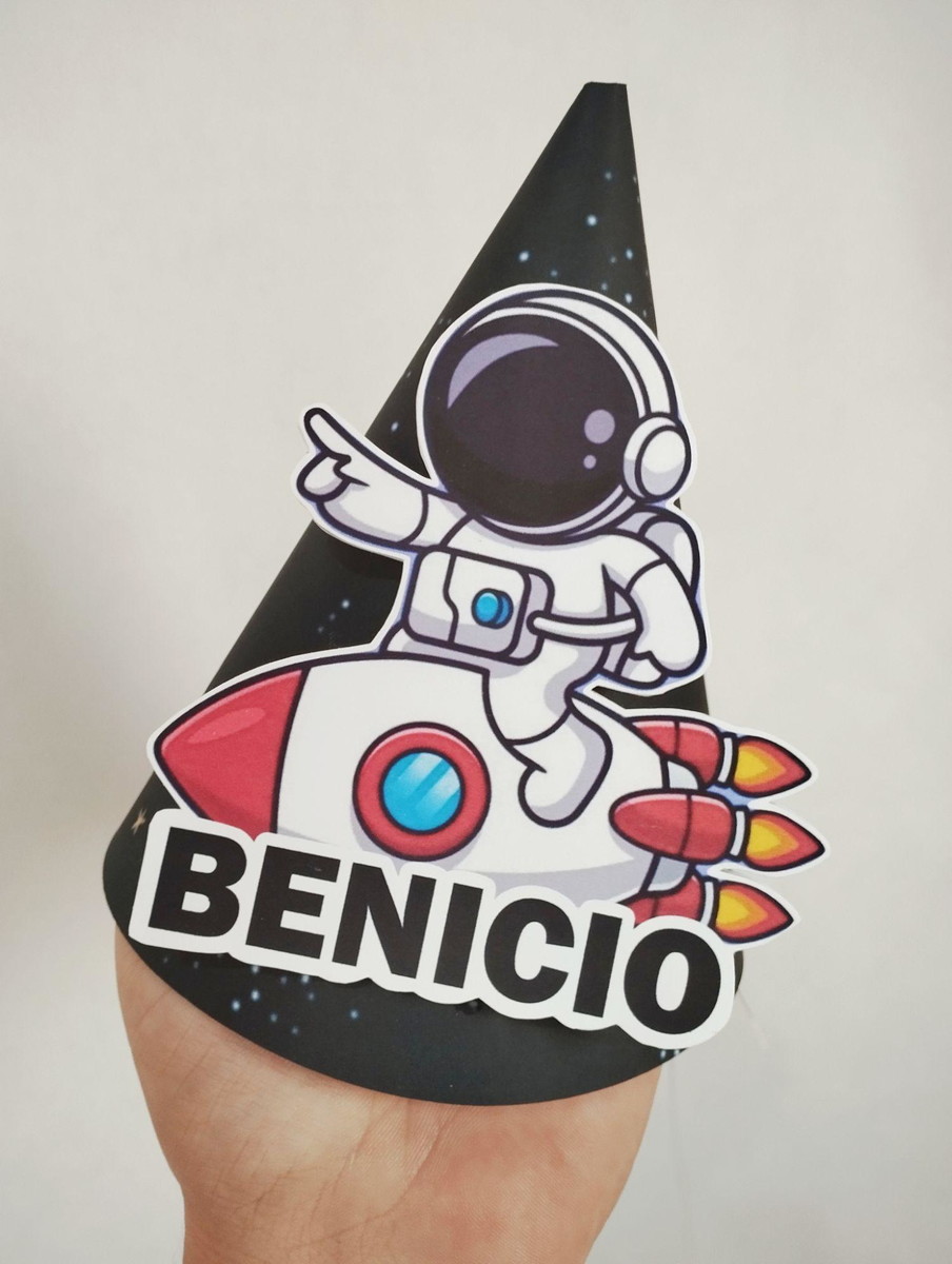 Kit 10 Chapeuzinhos de Aniversário Personalizado – Tema Astronauta - Image 2