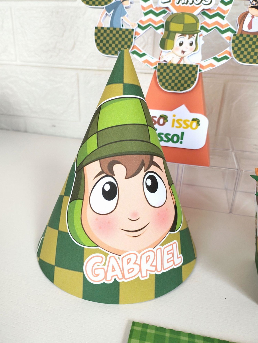 Kit 10 Chapeuzinho de Aniversário Personalizado - Tema Chaves