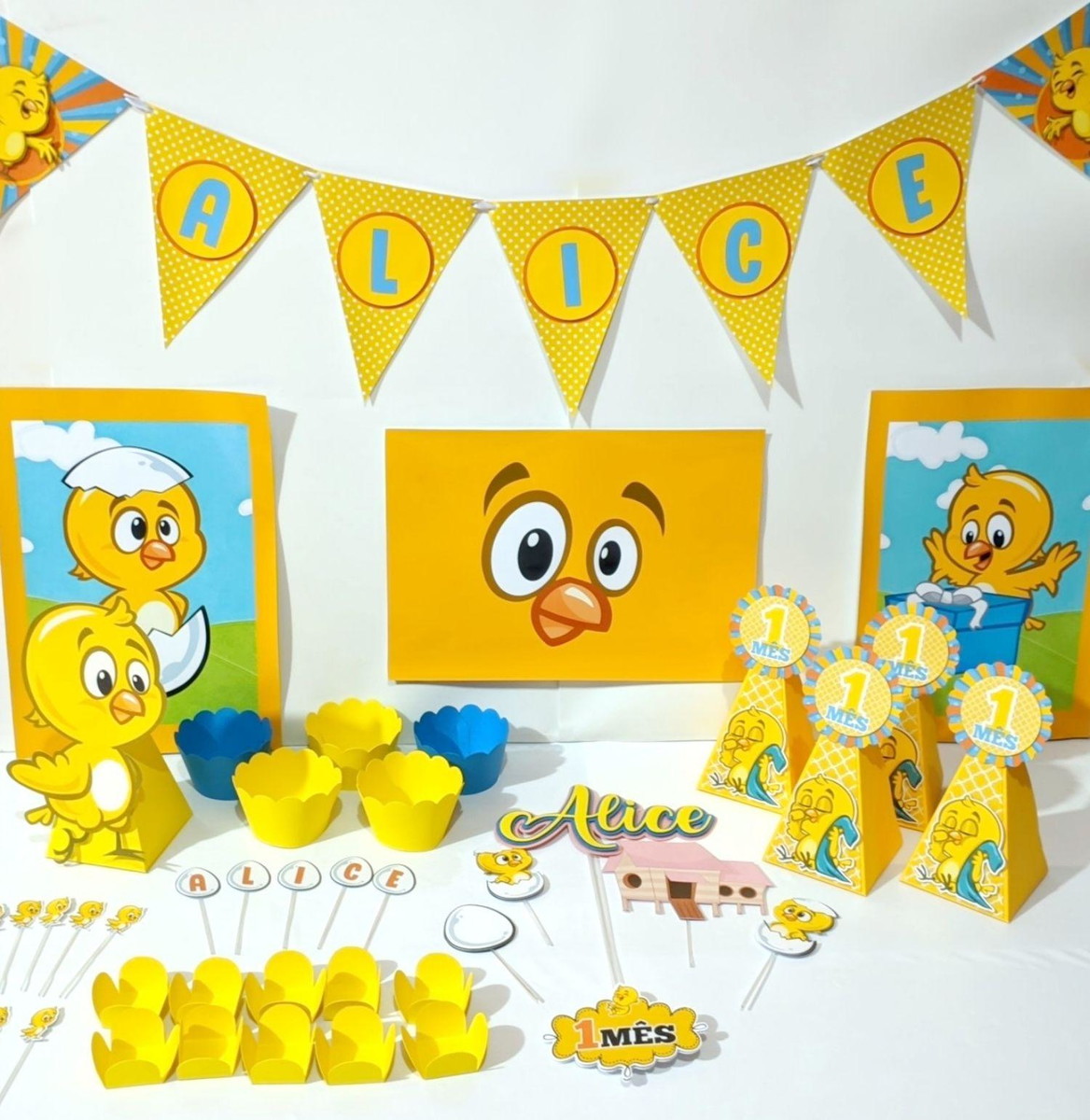 Kit Festa Mesversário - Tema Pintinho Amarelinho