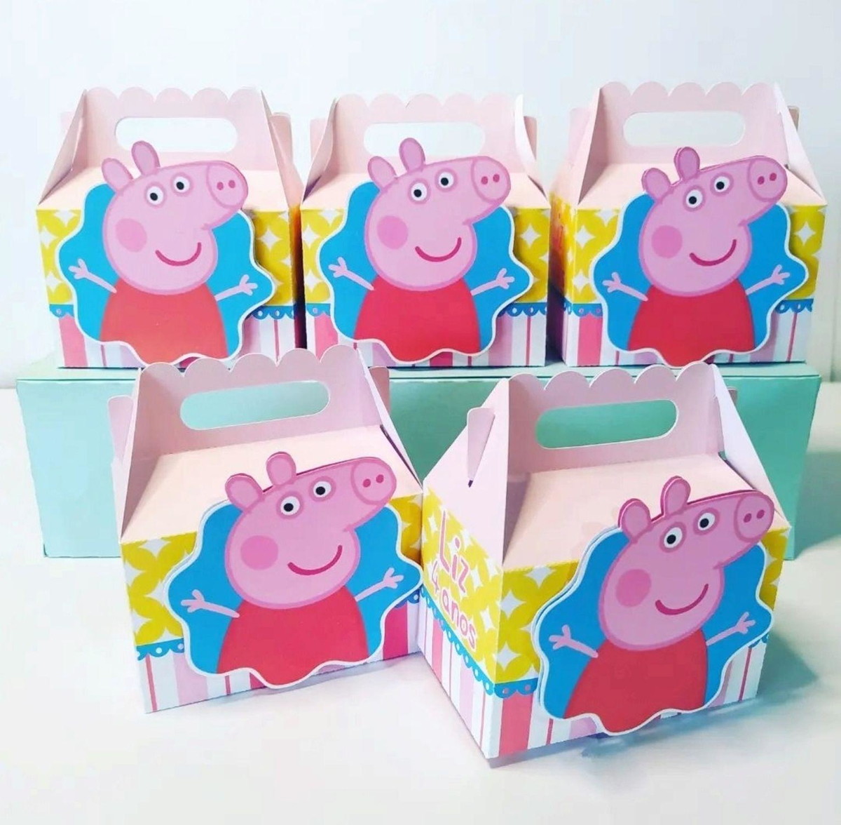 Kit 10 caixinhas Lanchinho Personalizadas - Tema P.e.p.p.a