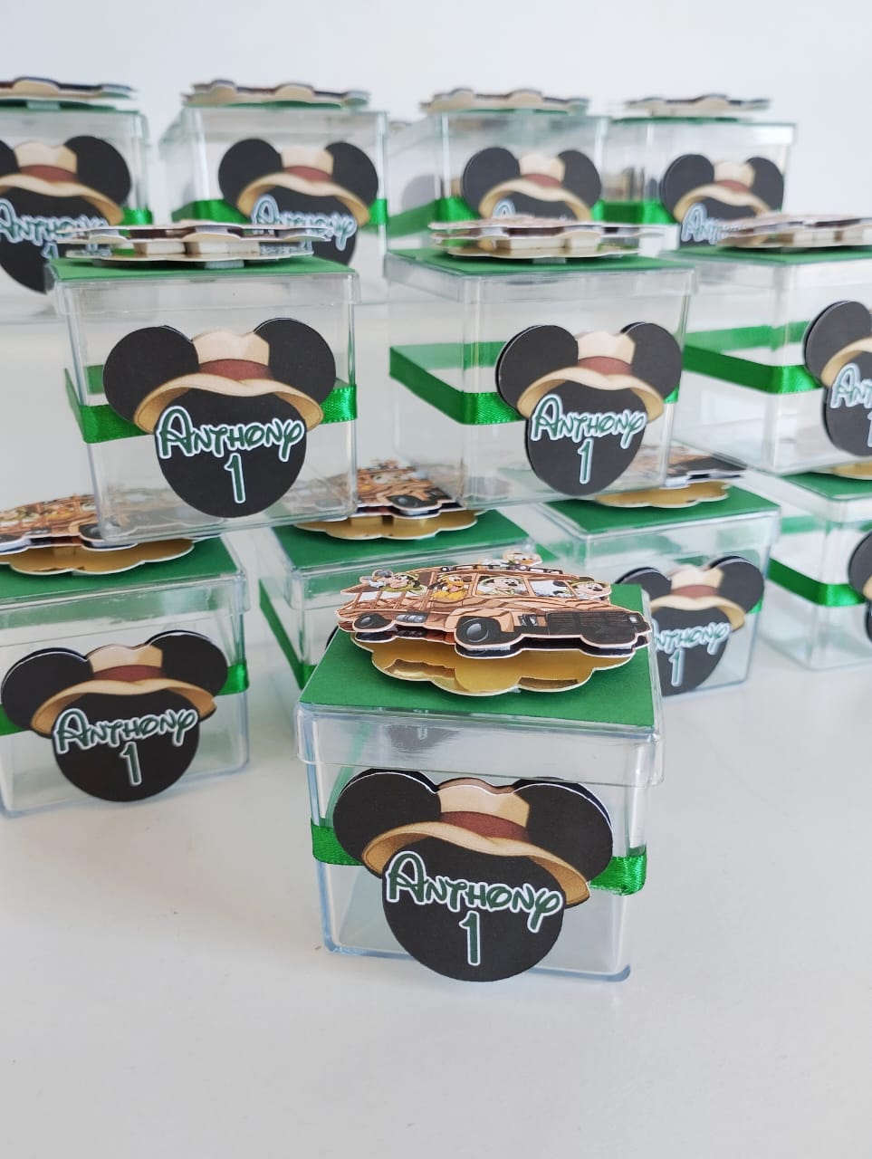 Kit 10 Caixinhas Acrílicas Personalizadas - Tema M.i.c.k.e.y Safari