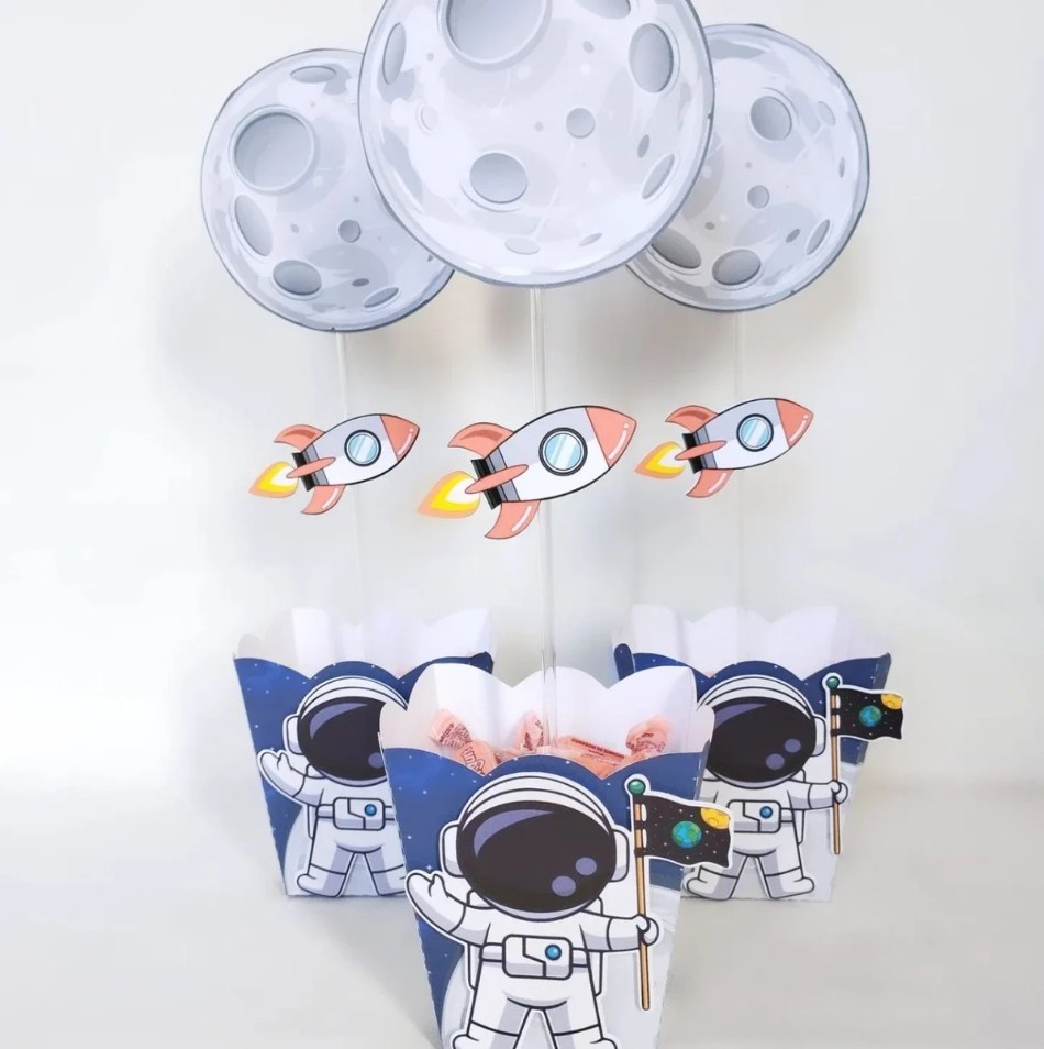 Kit 10 centro de Mesa Personalizados – Tema Astronauta
