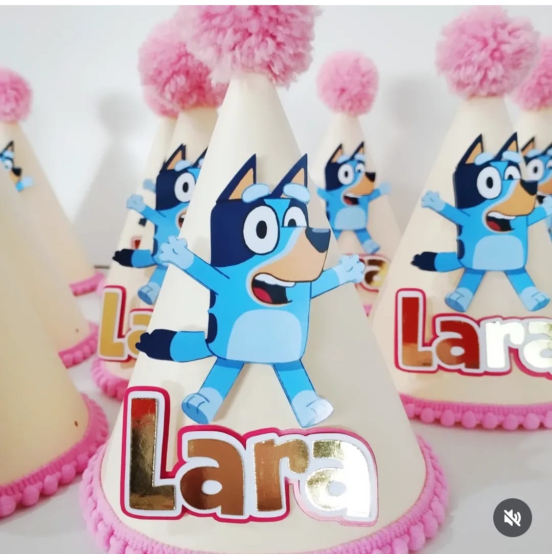 Kit 10 Chapeuzinhos de Aniversário Personalizado – Tema Bluey - Image 2